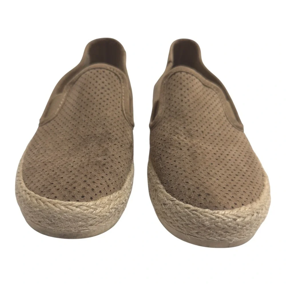 Esprit Espadrille Shoes Faux Suede Perforated Slip On Platform‎ Brown Casual 8.5